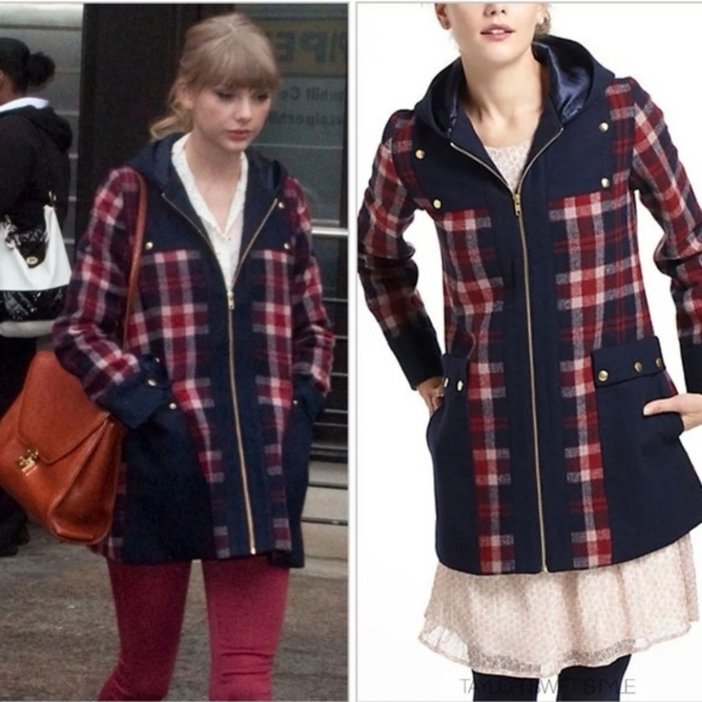 Anthropologie x Madchen Navy and Red Plaid Jacket